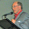 The President of the Alberta Estonian Heritage Society speaking at the Jaanipäev celebration at Lincoln Hall in Medicine Valley area of Alberta in 2007.