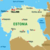 Simplified map of Estonia showing major cities and surrounding countries.