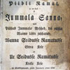 Piibli Ramat-Jumala Sonna (sic), 1825. Printed in Petersburg.It was brought to Canada from Estonia in 1903 by Josep Tipman and his wife Anna Redeer.It was donated to AEHS by Glorian Louise Smith (nee Tipman) via Marlene (Tipman) Kuutan to be preserved at the Provincial Archives of Alberta.