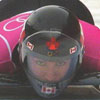 Mellisa Hollingsworth, a descendant of the Kingsep and Mottus pioneer families, shown during a skeleton event at the Torino Winter Olympics in 2006.