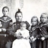 The Krikental family before immigrating to Barons, Alberta in 1903. L to R: August (3), Gustav (35), Pauline (11), Julie (32), Mihkel (1), Mary (7) and Julia (8).