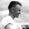 Gert Lukk shown here receiving the Alberta Men's Singles Tennis Championship Trophy in Jasper, Alberta in 1958.
