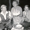 L to R: Amanda (Moro) Matiisen, Erna (Langer) Soerd and Salme (Koni) Matiisen on the occasion of twins Arnold and Alfred Matiisen's 50th birthday in Eckville, Alberta in 1956.