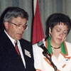 Arne and Eda represented the Calgary and Edmonton Estonian Societies at the West Coast Estonian Days in San Francisco, California in 1993. They are pictured bringing greetings on behalf of the Alberta-based Societies.