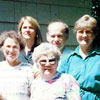 Left to right: Martha MunzGue, Ernie Silverton, Lillian Munz, Shelley (Silverton) Hempstead, Mae (Silverton) Myhre, Albert Munz, Silvia (Silverton) Marshall. Front: Lea (Weiler) Silverton, mother of Mae, Silvia and Ernie. (pictured are seven of the eight grandchildren - all Canadian born - of Lisa and Martin Silberman during reunion in Blaine, Washington State, in the early 1990s).