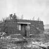 A typical sod house on the open plains of Alberta. Essentially built from mud and clay, the sod house stayed cool during the summer and warm during the winter.