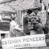 Estonian pioneers enter a float in a parade at Eckville, Alberta to celebrate Alberta's 50th anniversary as a province from 1905-1955.